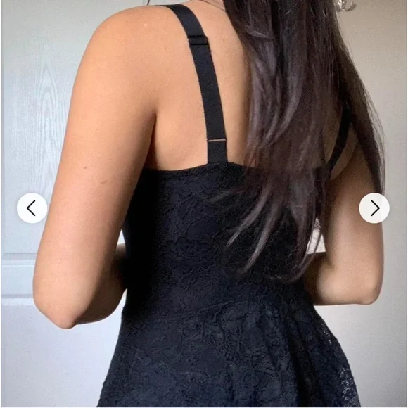 Free People Black Fit’n’Flare All Over Lace Mini Dress size M - Picture 5 of 11